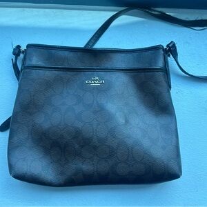Coach Dark Brown/ Black cross body.